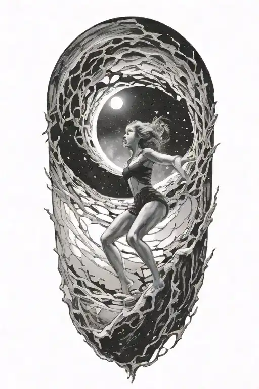 Woman Escaping Black Hole