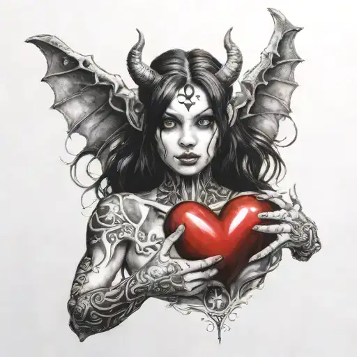 Demon Girl Holding Heart