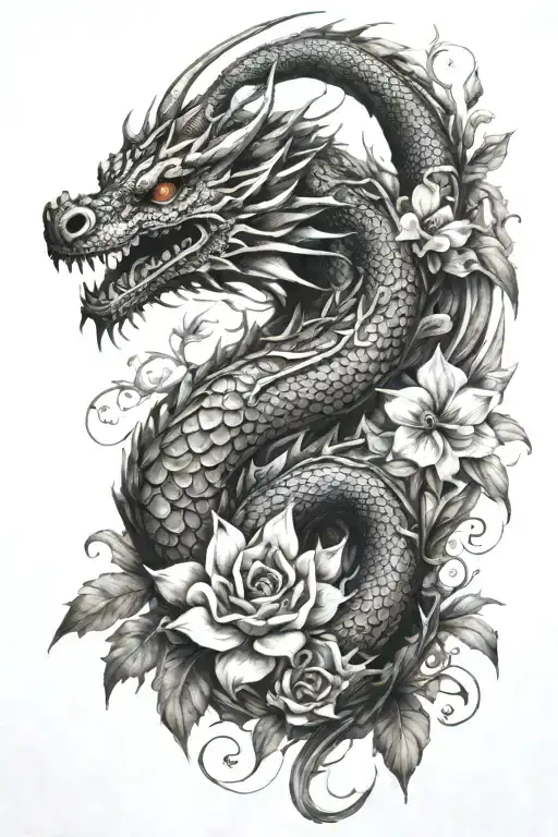 Dragon And Flowers