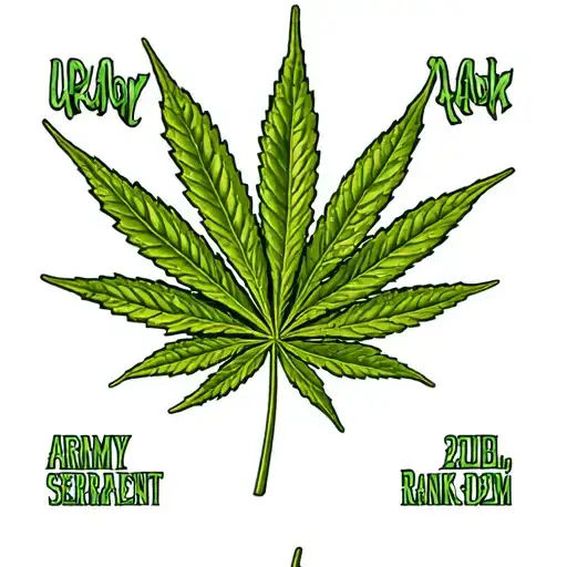 Weed Leaf Mixed With Army Sergeant Rank Patch