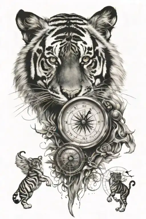 Tiger And Compass Surrounded