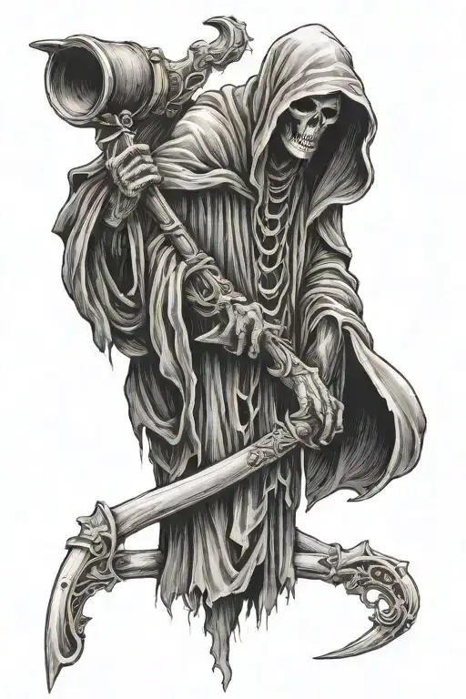 Grim Reaper Holding Double Barrel