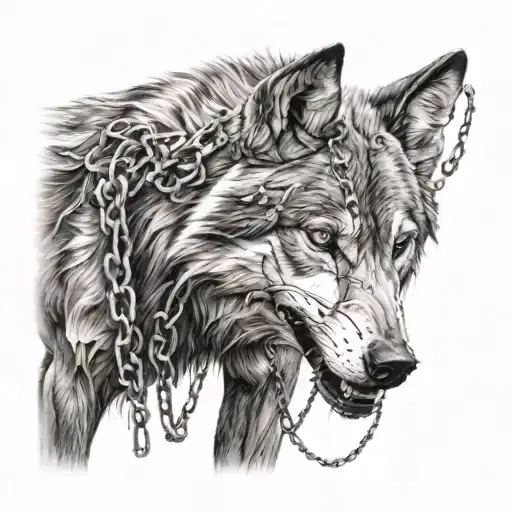 Chained Wolf Half Emerging From The Body