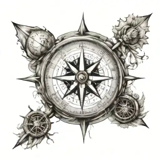 Nautical Compass With The Coordinates