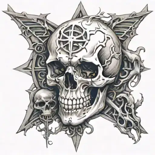 Chaos Symbol With A Skull In The Middle