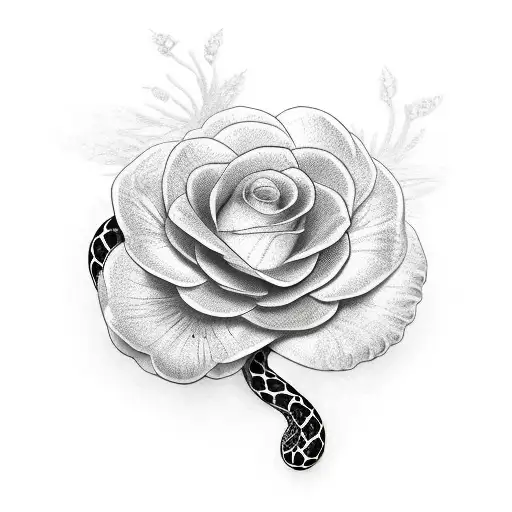 Black Snake With Pink Flower At The Bottom