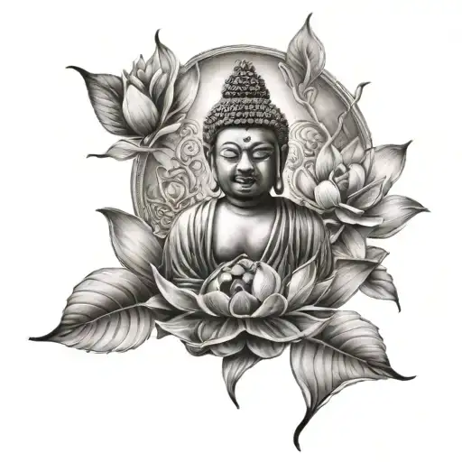 Buddha With Lotus Flower