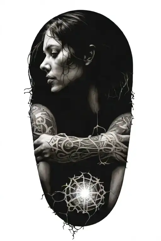 Woman Experiencing Quantum Entanglement