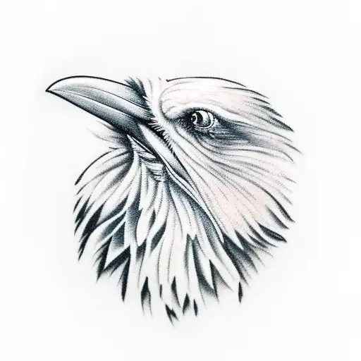 Raven With A Red Full Moon In The Background