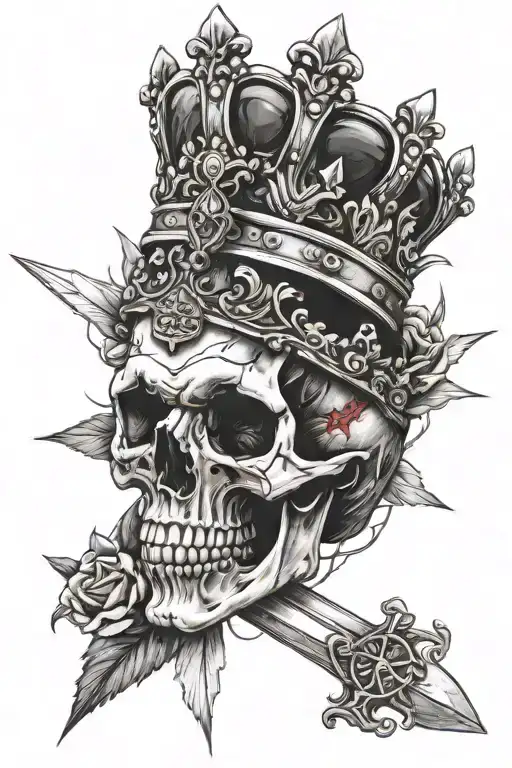 Skull With A Crown And Dagger Through The Top