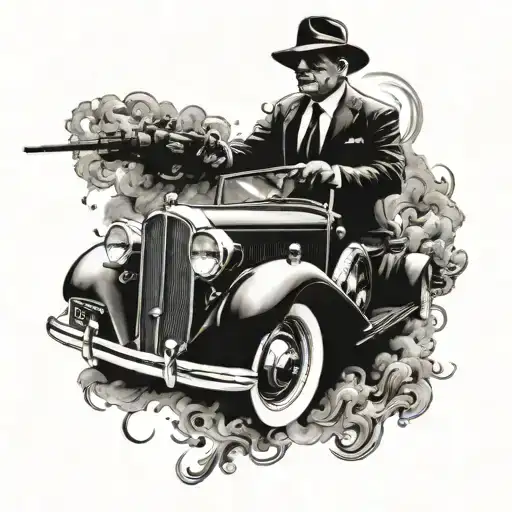 Mobster Car With Smoke