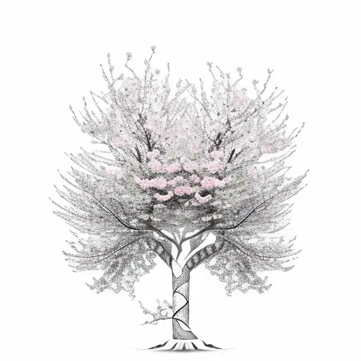 Cherry Blossom Tree With Snake