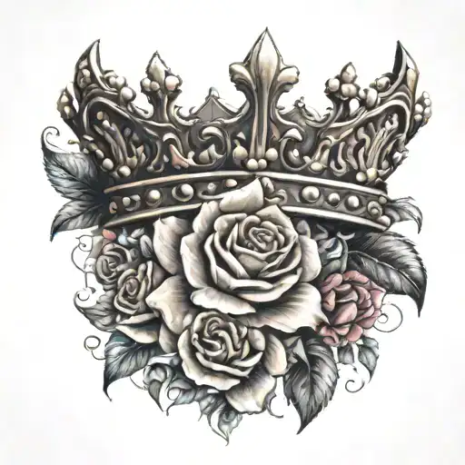 Loyalty With A King Crown Surrounded By Bold Flowers