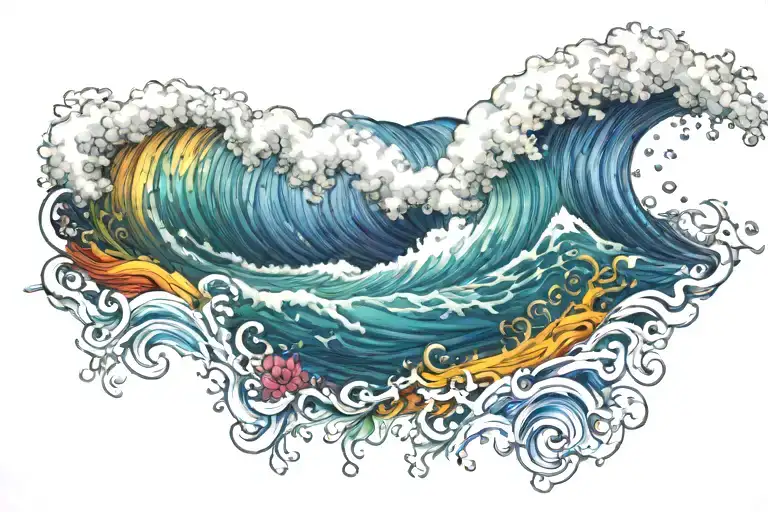 Rainbow And Waves Crashing Waves Representing