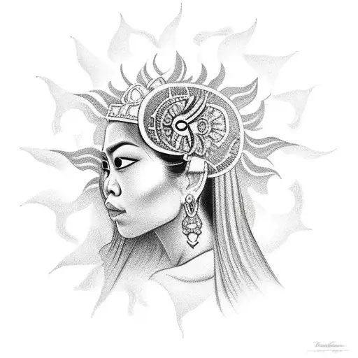 Filipina Deity With Sun
