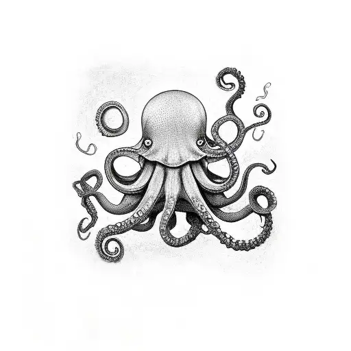 A Majestic Octopus Swimming In The Deep Ocean