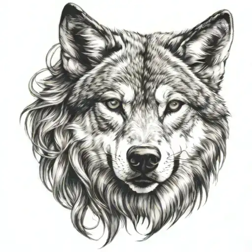 Woman Face With Wolf Head