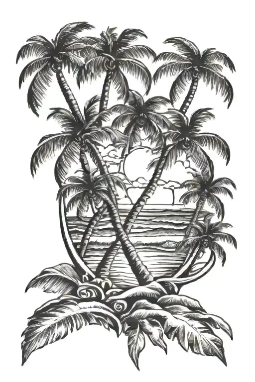 Beach And Palm Tree