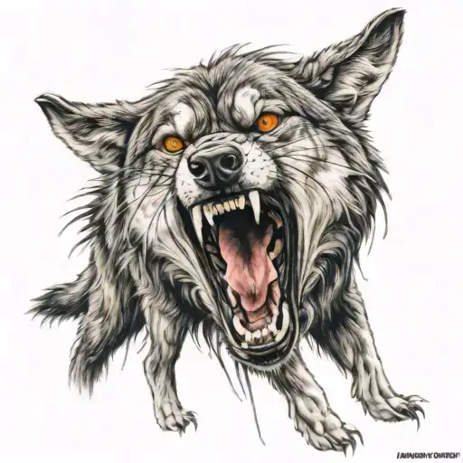 Angry Wolf With Red Eyes Like Fire