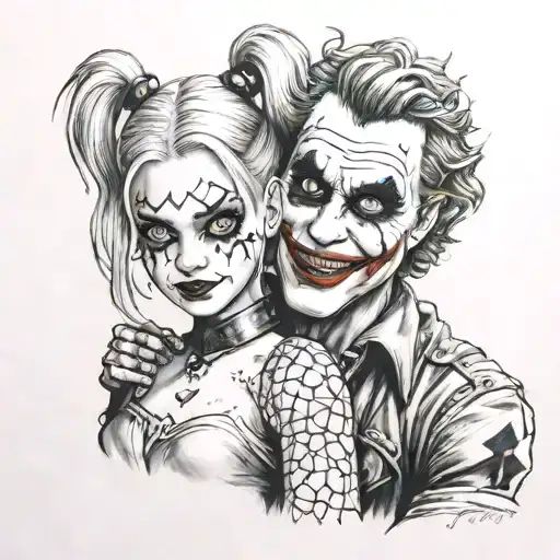Harley Quinn And Joker With A Little Girl