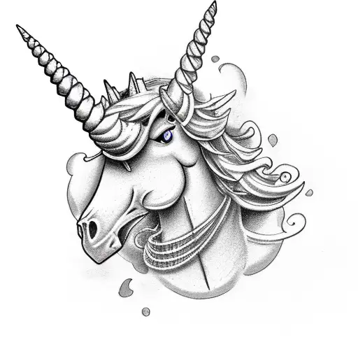 Angry Unicorn Skeleton Chained To The Ground