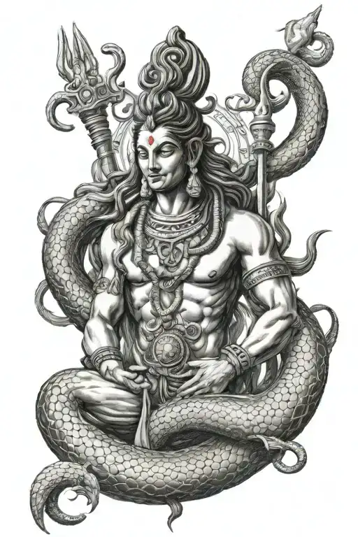 Lord Shiva Trident Intertwined Snake Wrapped