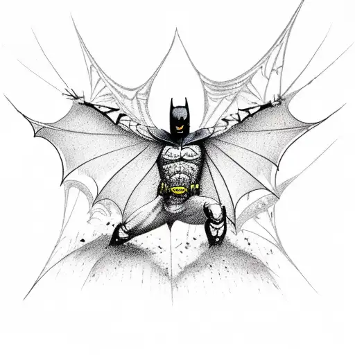 Dark Knight With Spider Webs And Bats