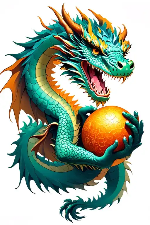 Eastern Dragon Holding A Ball
