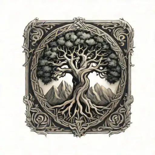 Tree Of Life Growing From Valknut Symbol