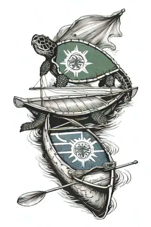 Honu And Canoe With Colorado State Flag In The Background