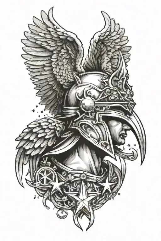 Hermes Wearing Winged Helm Surrounded By Stars