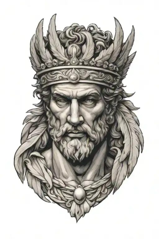 Hermes God Greek Art Feathered Hair And Winged Crown