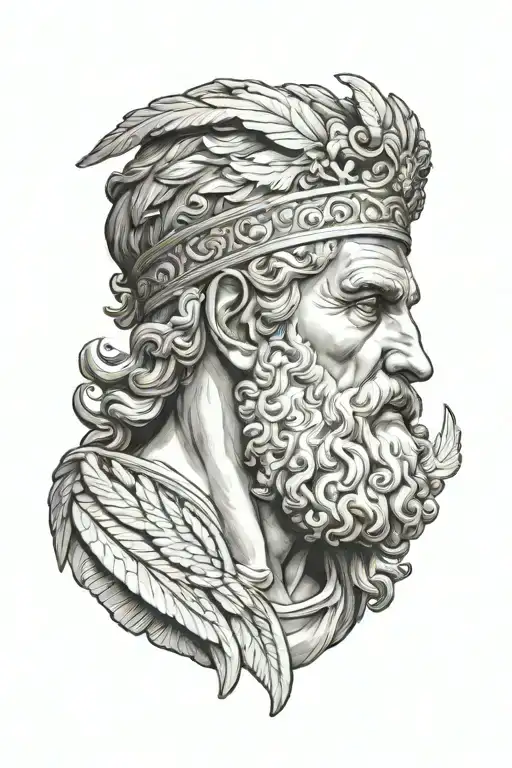 Hermes God Greek Art Feathered Hair And Winged Crown