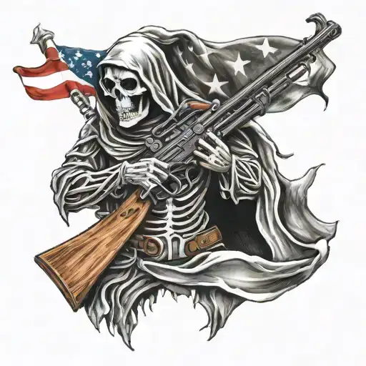 Grim Reaper Us Flag Rifle