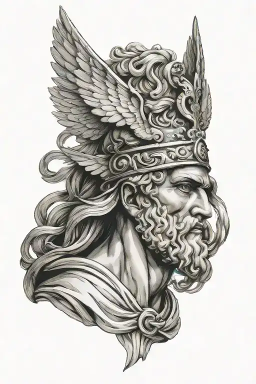Hermes God Greek Hair And Winged Crown