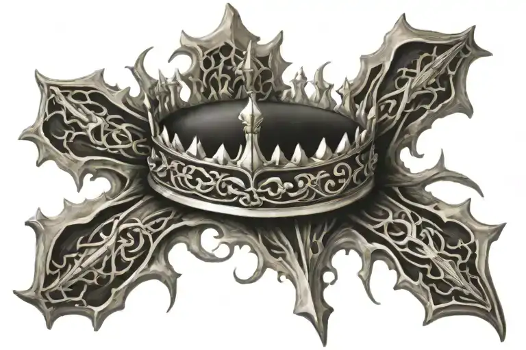 Cross With Crown Of Thornes Surrounded