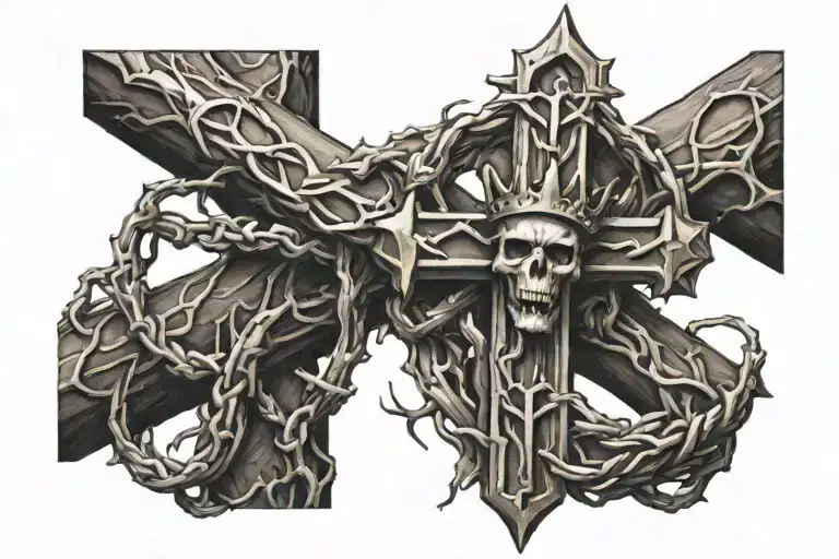 Cross With Crown Of Thorns