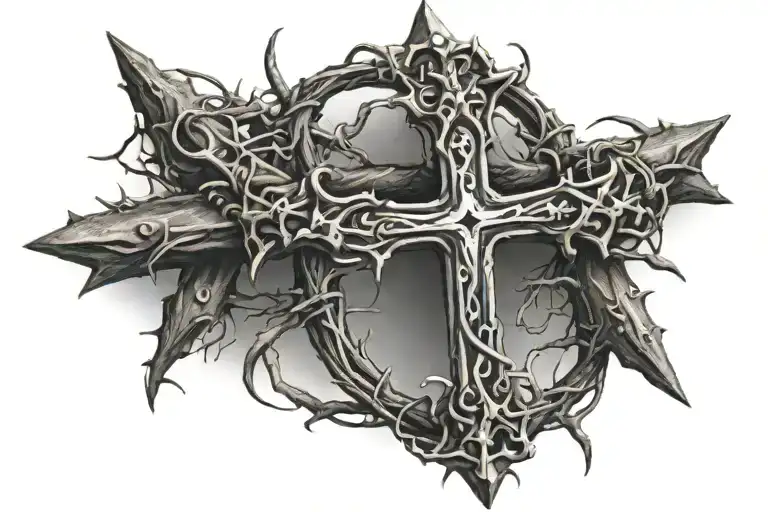 Cross With Crown Of Thorns No Skull