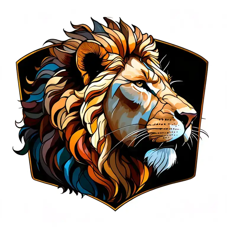 Stained Glass Lion Back