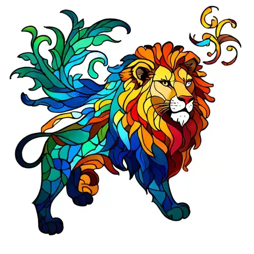 Stained Glass Lion Back