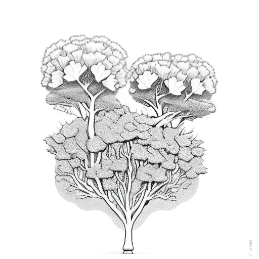 Trees With Mountains Ocean And Carnations