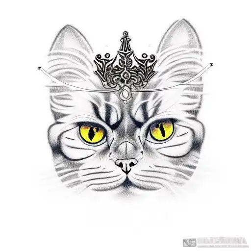 Tortoiseshell Persian Cat Tattoo Wearing A Tiara