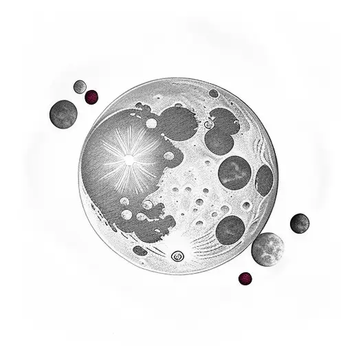 Realistic Depiction Of A Lunar Eclipse With Dog Paw Prints As The Shadow