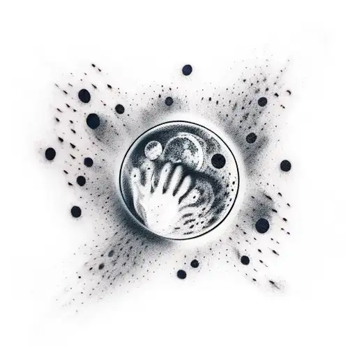 Realistic Depiction Of A Lunar Eclipse With Dog Paw Prints As The Shadow