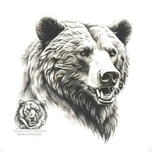 Snarling Bear With Background