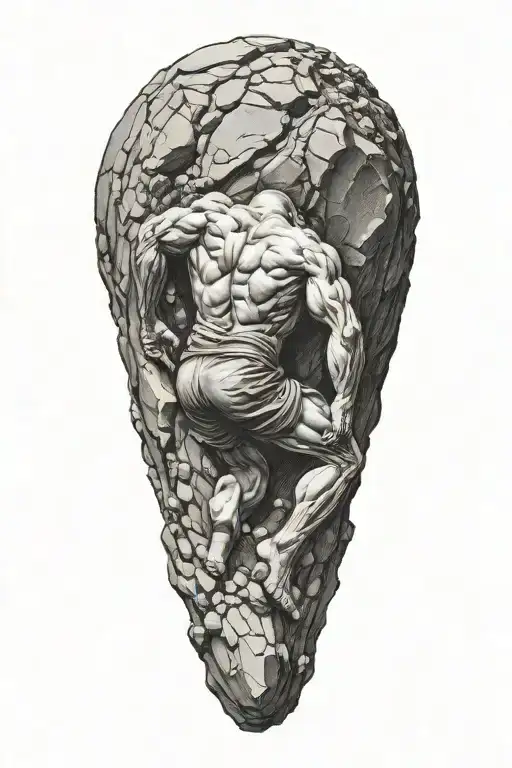 Myth Of Sisyphus Pushing A Rock