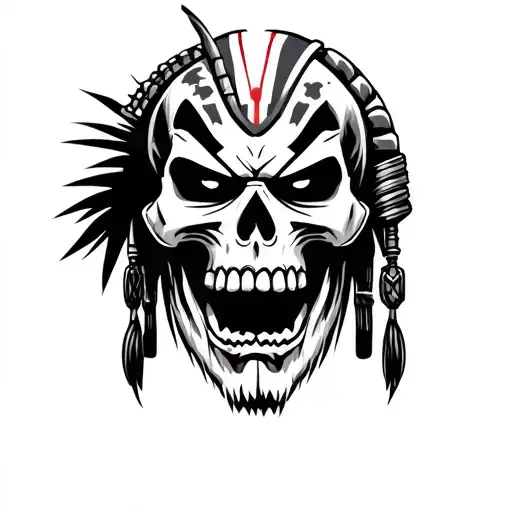 Skull With African Warrior Face Paint Angry