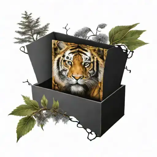 Tiger Eye In A Box With A Tree