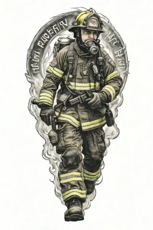 Firefighter Fighting Fire Surrounding Him