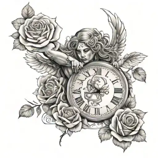 Gods Clocks Tieno Femal Warrior With Roses
